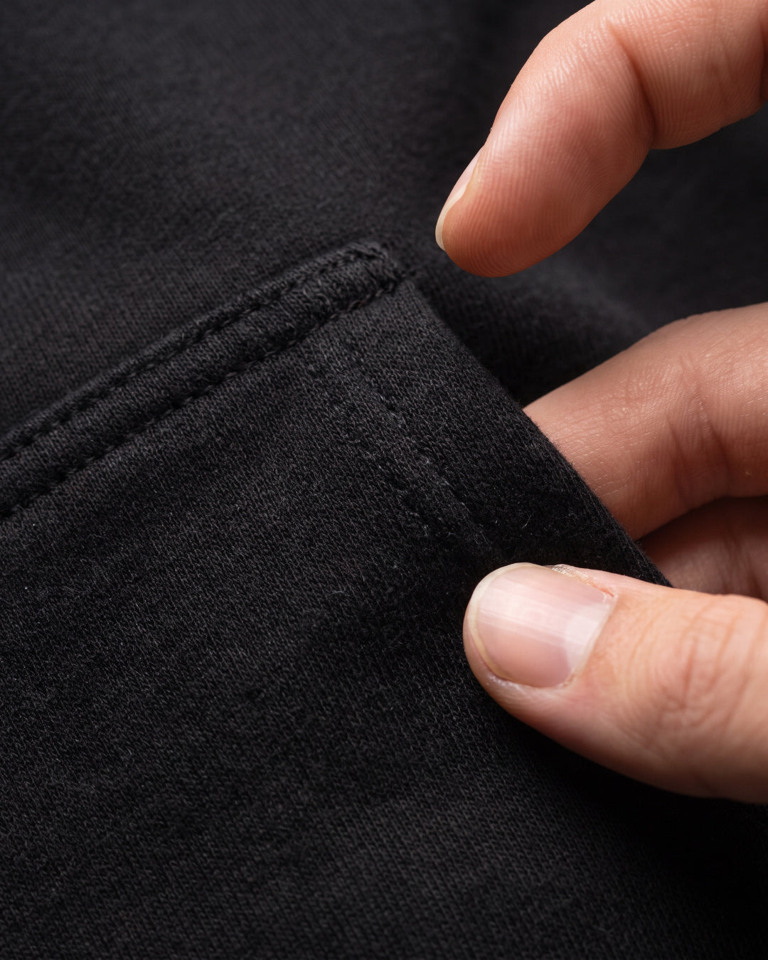 SUTRA black milton oversized hoodie - kangaroo pocket detail
