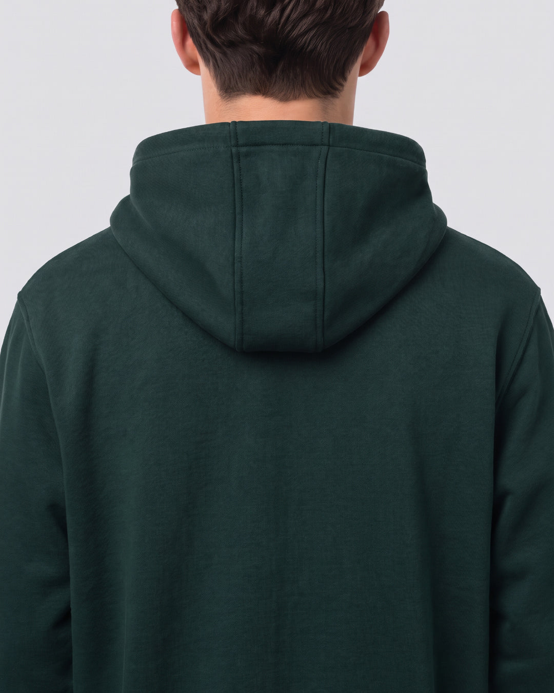SUTRA olive milton oversized hoodie - back view on model