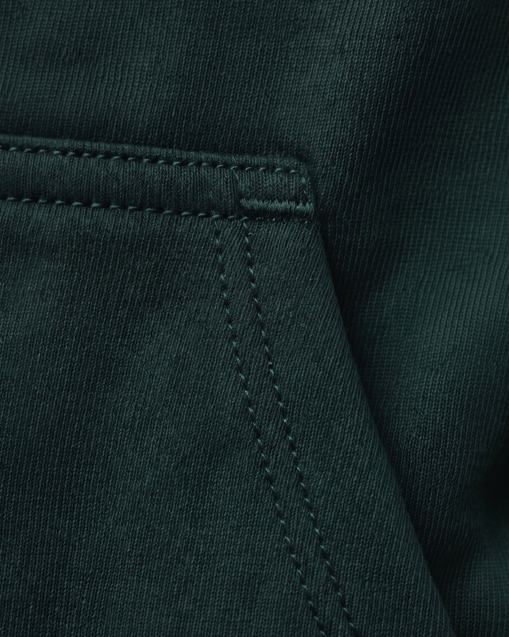 SUTRA olive milton oversized hoodie - pocket stitching close-up