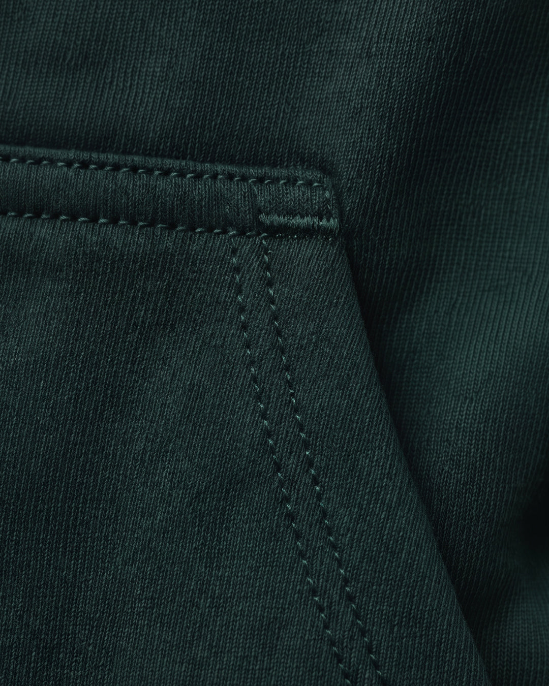 SUTRA olive milton oversized hoodie - pocket stitching close-up