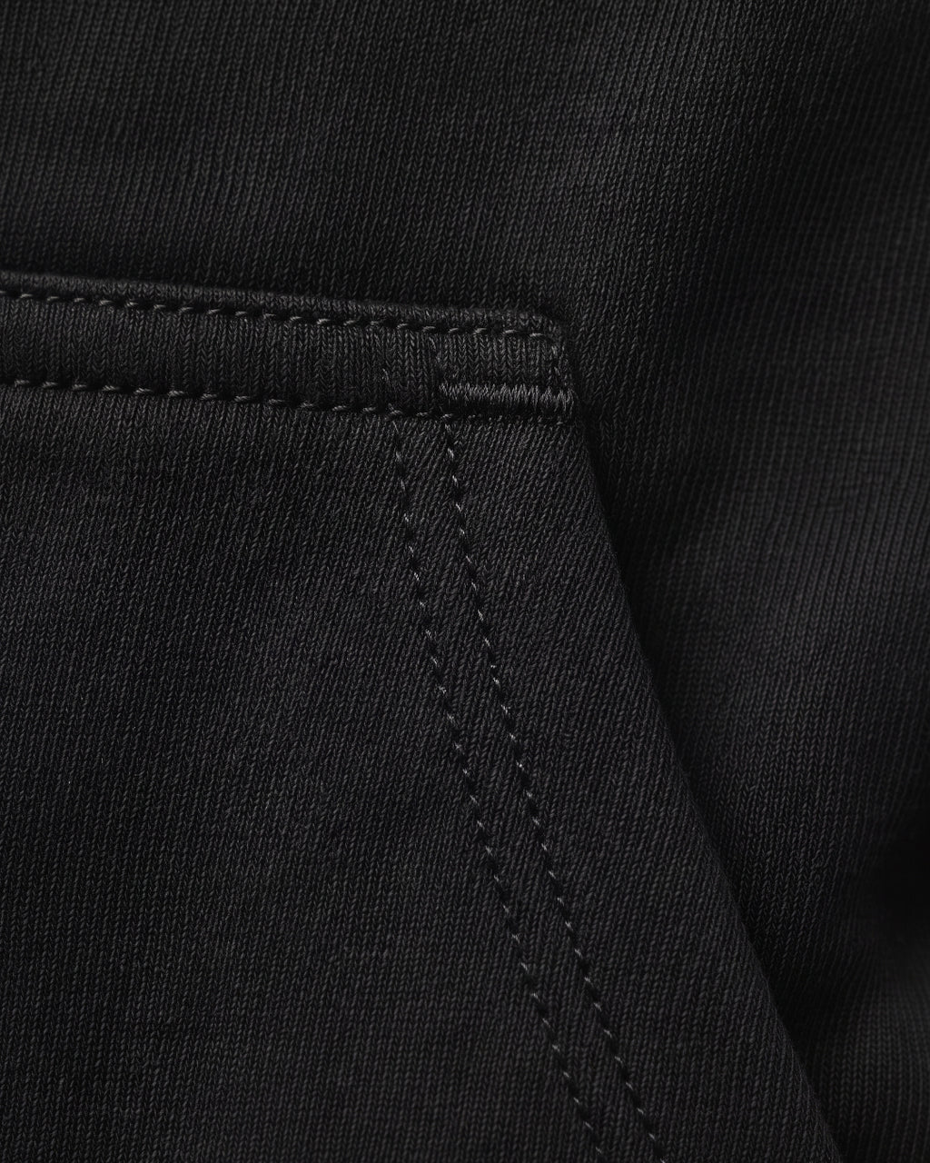 SUTRA black milton oversized hoodie - pocket stitching close-up