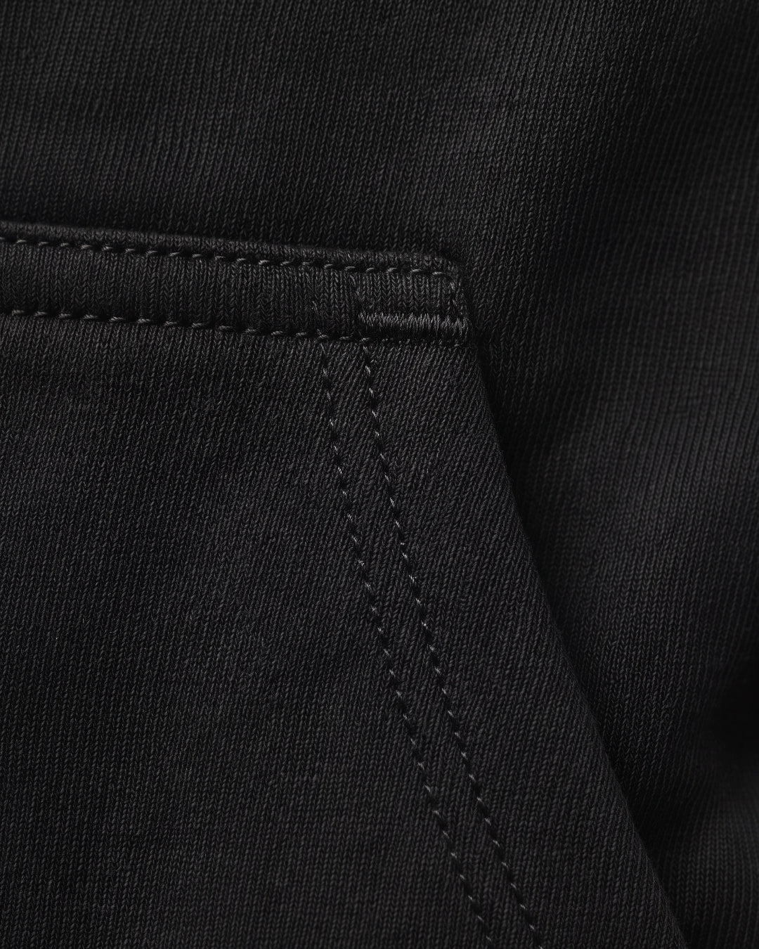 SUTRA black milton oversized hoodie - pocket stitching close-up