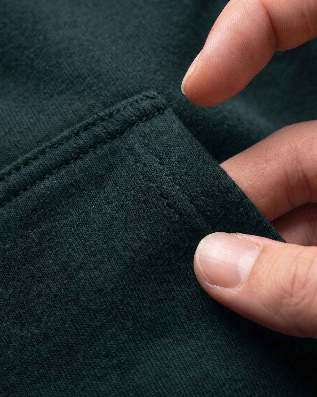 SUTRA olive milton oversized hoodie - kangaroo pocket detail