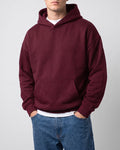 SUTRA wine milton oversized hoodie - front on model